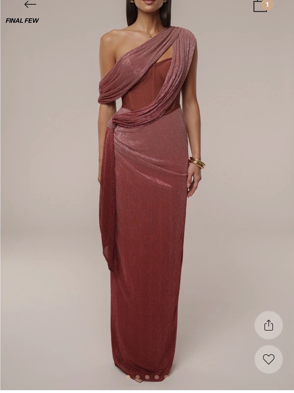 NWT JLUXLABEL Celestina One-Shoulder Draped Maxi Dress